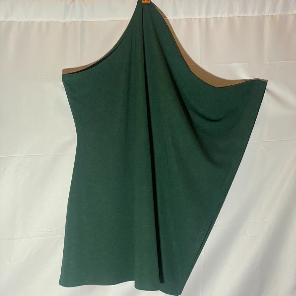 Jhsnjnr Emerald Green Batwing Sleeve One Shoulder Cocktail Mini Dress Size S